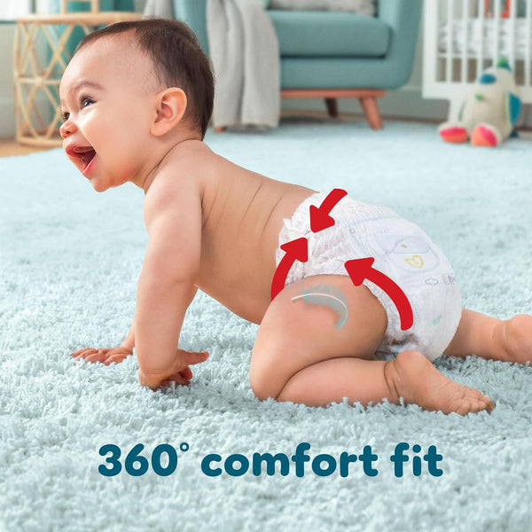 Pampers Premium Protection Nappy Pants Size 5, 144 Nappies, 11kg-17kg, Monthly Pack + Pampers Harmonie Aqua Baby Wipes 1 pack of 10 Wipes