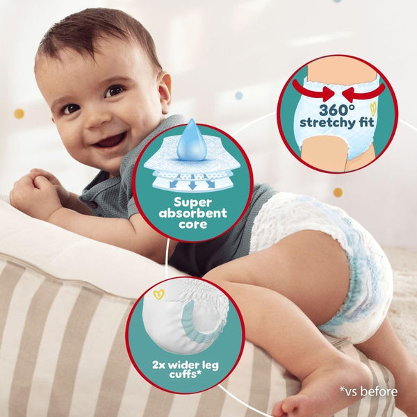 Pampers Baby-Dry Nappy Pants Size 9, 108 Nappies, 19kg+, Monthly Pack, 360° Fit to Help Prevent Gaps and Leaks