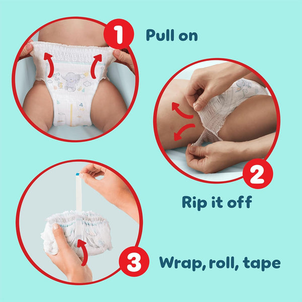 Pampers Premium Protection Nappy Pants Size 4, 168 Nappies, 9kg-15kg, Monthly Pack + Pampers Harmonie Aqua Baby Wipes 1 pack of 10 Wipes