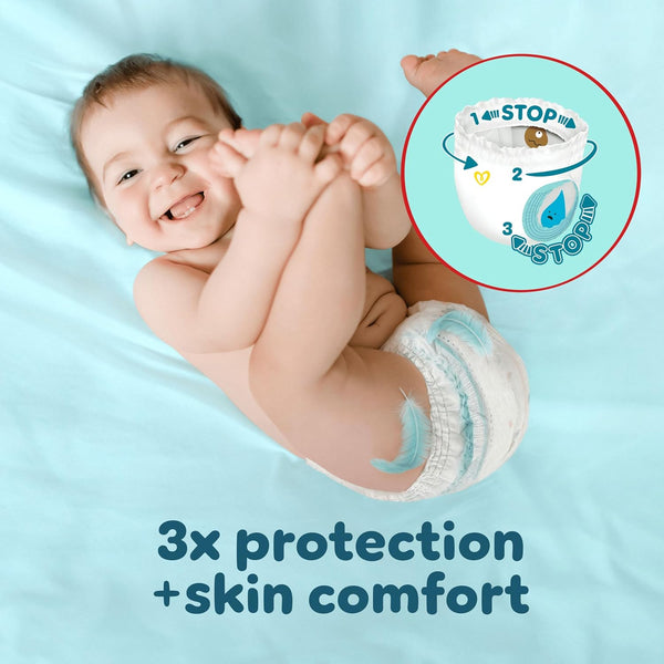 Pampers Premium Protection Nappy Pants Size 6, 132 Nappies, 13kg-19kg, Monthly Pack + Pampers Harmonie Aqua Baby Wipes 1 pack of 10 Wipes